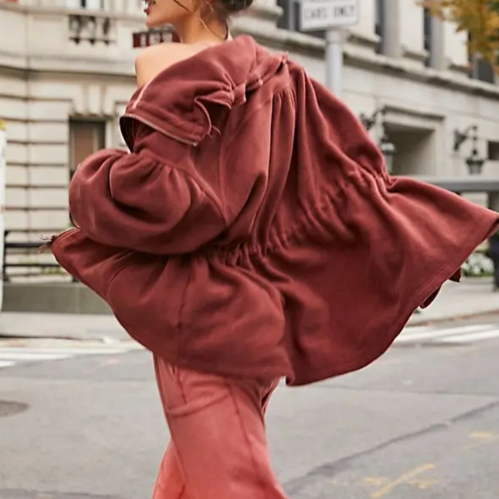 ❤️FP Movement She's All That Fleece Jacket Red Brown Ginger Spice Size XS